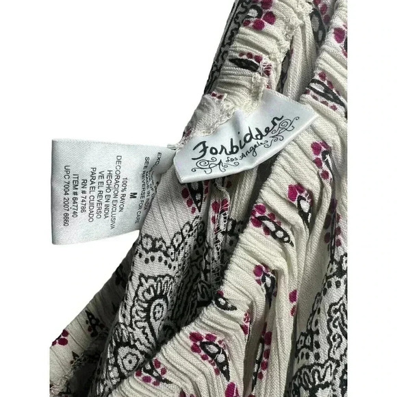 FORBIDDEN LOS ANGELES Maxi Skirt M Tiered Long Beaded Orange Pink Embellished - Picture 7 of 12